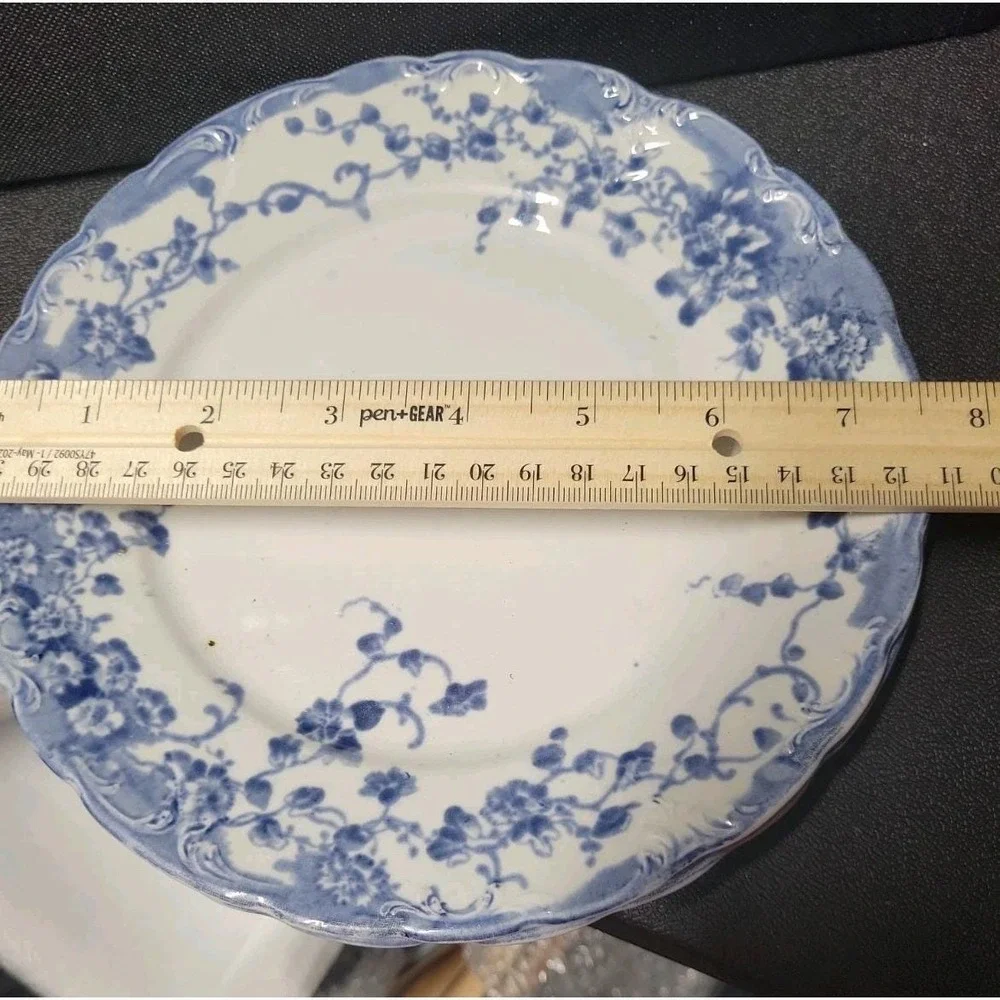 Pair of Antique Thomas Hughes & Son Flow Blue Plates 9